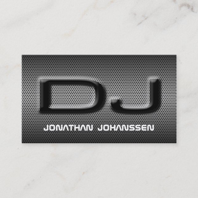 Modern Silver Metal Professional DJ Business Card (Front)