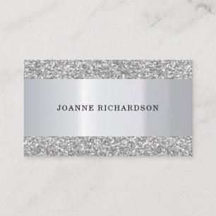 Modern Silver metal white elegant professional Business Card