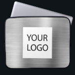 Modern Silver Metallic - Custom Logo Promotional Laptop Sleeve<br><div class="desc">Modern Silver Faux Metallic Stainless Steel Elegant Custom Logo Promotional Laptop Bag or Sleeve Promotional Case. This case can be customized to include your company or business logo.</div>
