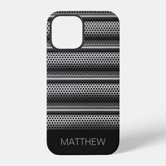Modern Silver Monogram iPhone Case (Back)
