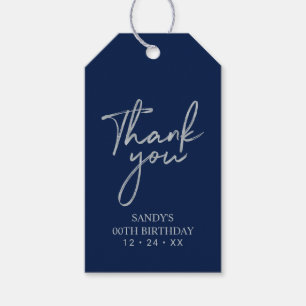 Modern Silver Navy Lettering Party Favour Thank yo Gift Tags