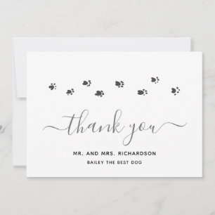 Modern Silver Personalized Pet Wedding Thank You Card