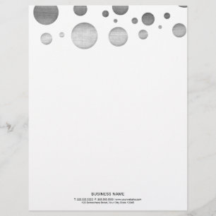 Modern Silver Polka Dots Elegant Letterhead