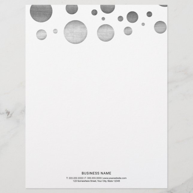 Modern Silver Polka Dots Elegant Letterhead (Front)