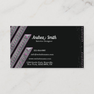 Modern Silver Purple Pink Shiny Metallic Glitters Business Card