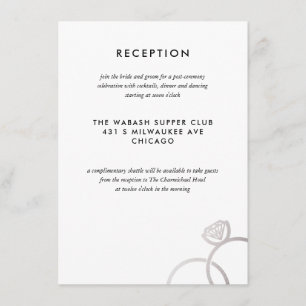 Modern Silver Rings Wedding Reception Card