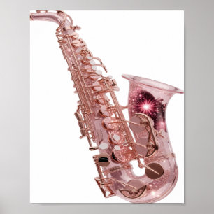 Modern Silver ROSE GOLD SAXOPHONE Modern Design Poster