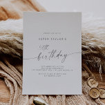 Modern Silver Script 50th Birthday Invitation<br><div class="desc">This modern silver script 50th birthday invitation is perfect for a minimalist birthday party. The simple silver grey colour design features unique industrial lettering typography with modern boho style. Customizable in any colour. Keep the design minimal and elegant, as is, or personalize it by adding your own graphics and artwork....</div>