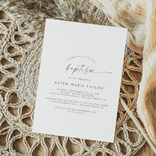 Modern Silver Script Baptism Invitation