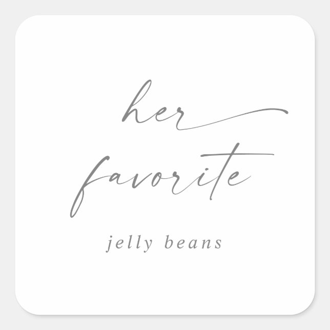 Modern Silver Script Her Favourite Wedding Favour Square Sticker (Front)