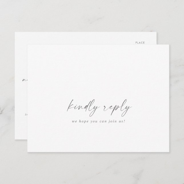 Modern Silver Script Menu Choice RSVP Postcard (Front/Back)