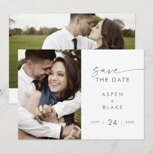 Modern Silver Script Photo Save The Date