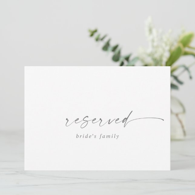 Modern Silver Script Reserved Sign (Standing Front)