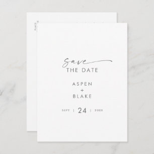Modern Silver Script Save the Date Invitation Postcard