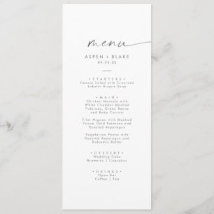Modern Silver Script Wedding Dinner Menu