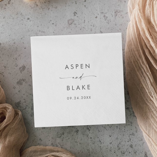 Modern Silver Script Wedding Napkins (Creator Uploaded)
