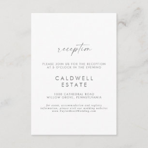 Modern Silver Script Wedding Reception Insert Card
