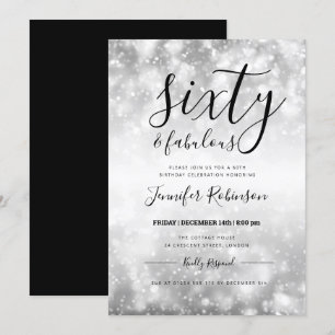 Modern Silver Sixty & Fabulous 60th Birthday Invitation