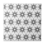 Modern Silver Starburst Pattern Tile<br><div class="desc">Modern ceramic tile features a pattern of silver grey starbursts on a white background. Simple, clean modern design. Create your own custom pattern by uploading a new image, or use the "contact this designer" button for help. To create your own patterned design: 1. Select personalize this template. 2. Replace image...</div>