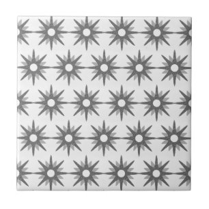 Modern Silver Starburst Pattern Tile