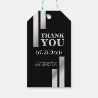 Modern Silver Stripe Wedding Thank You Card Gift Tags