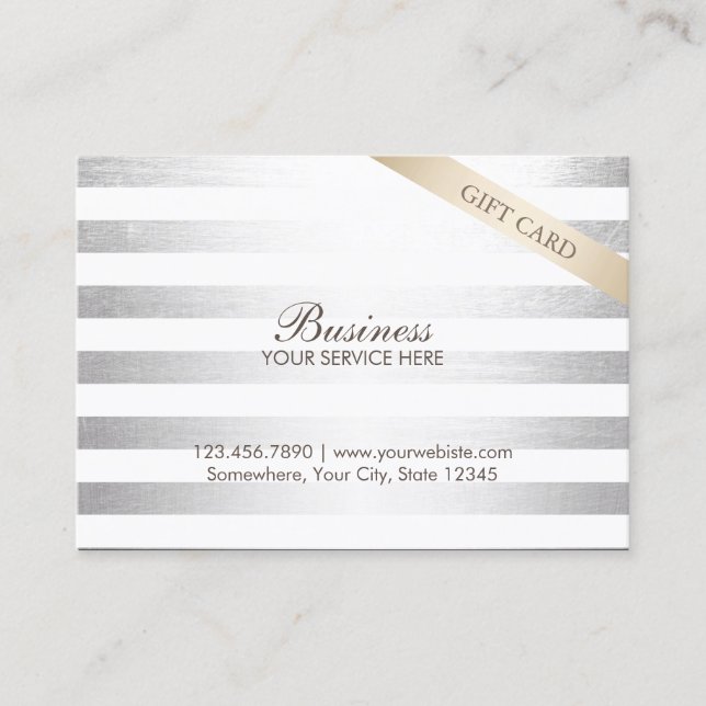 Modern Silver Stripes Chubby Gift Certificates (Front)