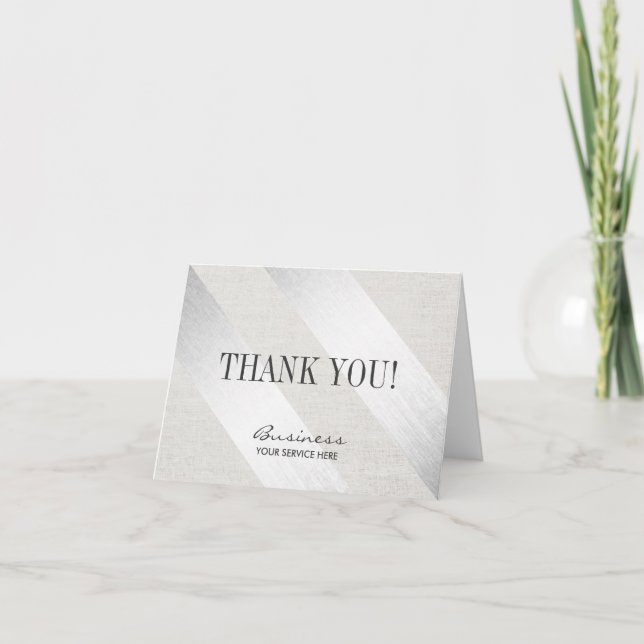 Modern Silver Stripes Salon Spa Business Thank You (Front)