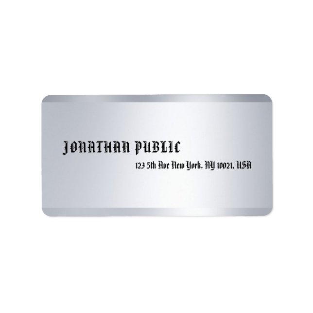 Modern Silver Stylish Minimalist Template Custom Label (Front)