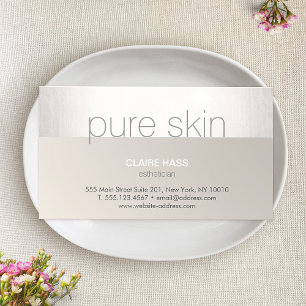 Modern Silver Taupe Aesthetician Spa Business Card
