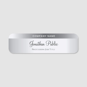 Modern Silver Template Calligraphed Script Name Tag