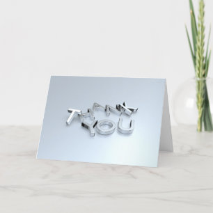 Modern Silver Thank You Card