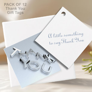 Modern Silver Thank You Pack of 12 Favour Tags