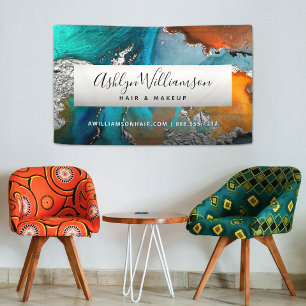 Modern silver turquoise agate watercolor stylist banner
