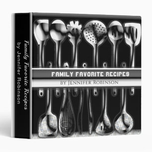 Modern Silver Utensils Recipe Cookbook Binder