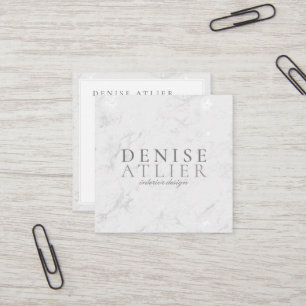 Modern Silver Vein Marble Square Business Card