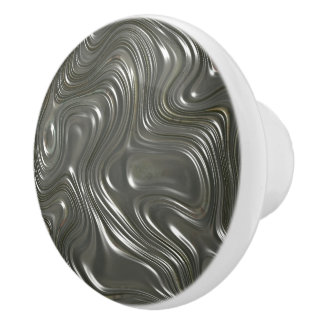 Modern Silver Waves Door Knobs Ceramic Draw Pull