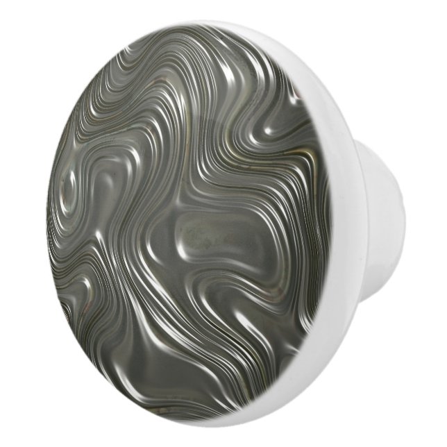 Modern Silver Waves Door Knobs Ceramic Draw Pull (Right)