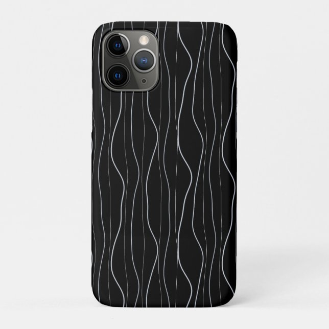 Modern Silver Wavy Lines Pattern Case-Mate iPhone Case (Back)