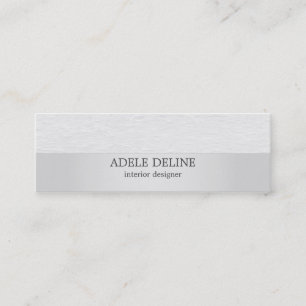 Modern Silver White Texture Interior Designer Mini Business Card