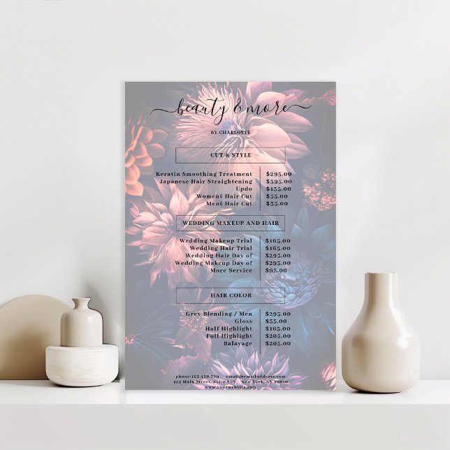 Modern Simpe Floral Boho Salon Price List Poster (Creator Uploaded)