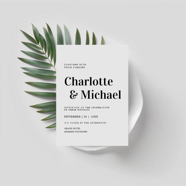 Modern, simpel, elegante Einladung Invitation (Modern, simple, elegant, gray, wedding invitation.)