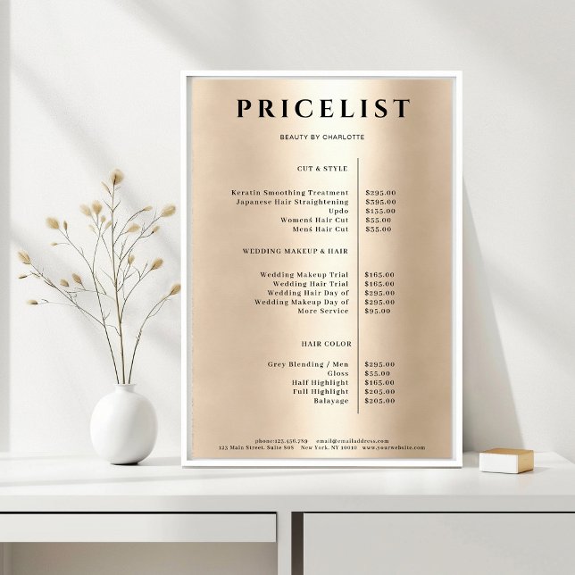 Modern Simpel Gold Salon Price List Poster (Modern Simpel Gold Salon Price List Poster)