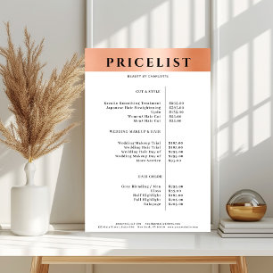Modern Simpel Orange Salon Price List Poster