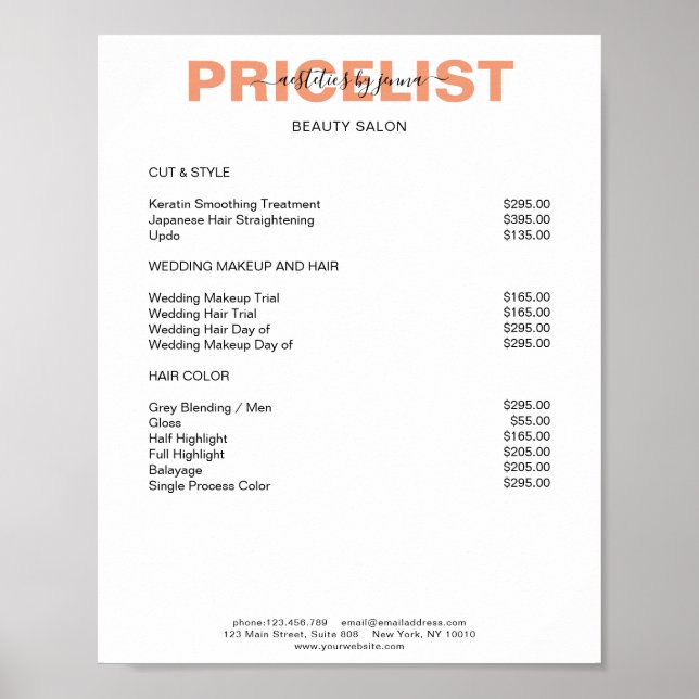 Modern Simpel Preislisten  Poster (Front)