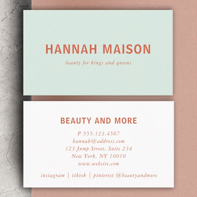 Modern, simpel, professional, salon, lightgreen business card (Creator Uploaded)