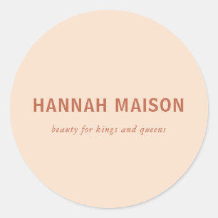Modern, simpel, professional, salon, peach classic round sticker