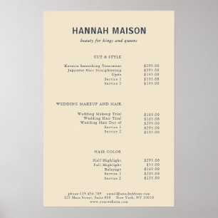 Modern Simpel, Professional, Salon, Price List Pos Poster