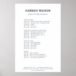 Modern Simpel, Professional, Salon, Price List Poster