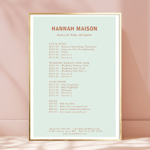 Modern Simpel, Professional, Salon, Price List Poster