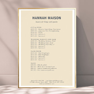 Modern Simpel, Professional, Salon, Price List Poster